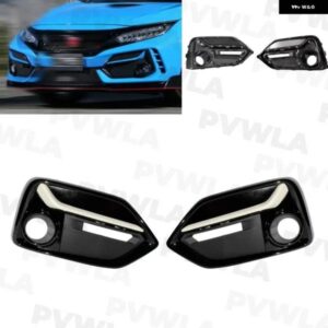 ペア 左+右側 フォグランプ ランプ グリル カバー ハウジング ホンダ 10代目 シビック FK8 FK7 2019-21 車 5ドア ハッチバック