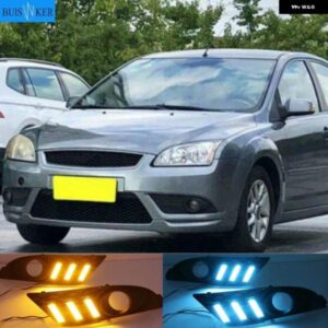 1ペア LEDフォグ ヘッドランプ カバー デイライト イエローウィンカーDRL付き フォード フォーカス 2007セダン デイタイム ランニングライト