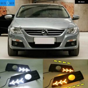 2PCS 車用ライト VW PASSAT CC 2009-13 LED DRL デイタイム ランニングライト フォグランプ カバー 付き