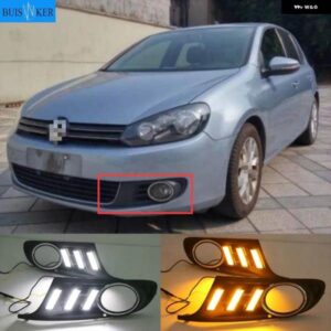 フォルクスワーゲン ゴルフ 6 GOLF6 MK6 09-13 デイタイム ランニングライト LED インジケーター ライト DRL バンパー フロント フォグランプ 1ペア
