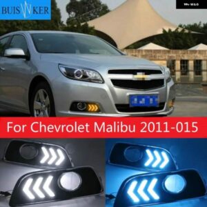 2個 LED DRL デイタイム ランニングライト シボレー マリブ 2011-15 カー スタイリング フォグランプ ホール ウィンカー付き