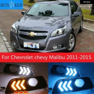 1ペア シボレー シボレー マリブ 2011-2015 LED デイタイム ランニングライト DRL イエロー ウィンカーライト COB ライト付き