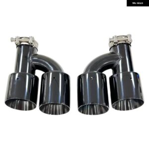 カーパーツマフラー ステンレス 電気メッキ黒 H型4 アウトレット テール パイプ マフラーダブル アウトレット テール