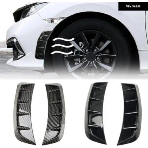 2個 汎用 カー サイドベント デカール 光沢ブラックエアフローシャークギルズ バンパー フード ステッカー ABS 外装 自動車フェンダーカバー トリム