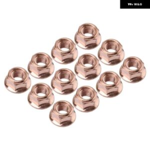 12個 M8X1.25MM 車用 汎用 銅メッキ排気 マニホールド ロックナット 11620643110 1201420072 11621711954 N90085001 25306002589