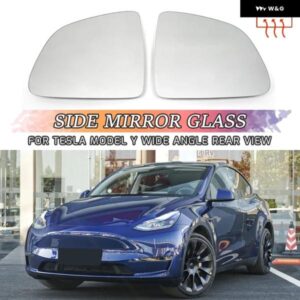 2PCS 車用広角ミラー 耐熱 防水 防眩 大型ビジョン バックミラー レンズ テスラ モデルY 車用アクセサリー