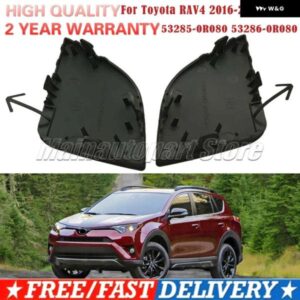 2PCS 車用フロント バンパー 牽引フックアイカバー キャップ 532850R080 532860R080 53285-0R080 左右 ブラック トヨタ RAV4 2016 2017 18