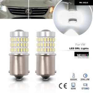 2個 車用LED DRLライト 1156 BA15S ホワイト フォルクスワーゲン パサート CC 2011
