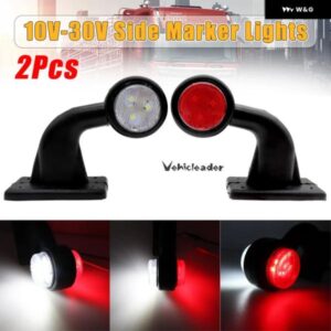 2個 LED クリアランスエルボ ゴムライト トレーラー トラック ポジション パーキング アウトライン 12V 24V サイド マーカーライト ホワイトレッド