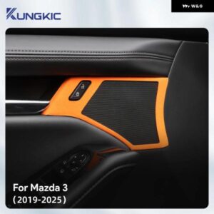 2PCSトップスエード トリム LHD RHD ステッカー マツダ 3アクセラ2019 - 24 2025車ドアホーン ボタン フレーム アクセサリー