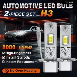 2個 H1 H3 LED ヘッドライト バルブ 110W 20000LM ホワイト 6500K ミニオート 超高輝度 LED フォグランプ ファンレス ワイヤレス 12V