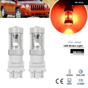 2個 LED T25 3157 3357 3457 ブレーキライト 電球 ジープ コンパス 2007 2008 2009 2010 CANバス リアレッド テールストップシグナルランプ