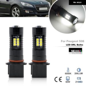 2個 LED デイタイム ランニングライト プジョー 508 W SW 2011-2018 CANバス P13W 12277 PSH23W DLRS バルブ パーキング ランプ ヘッドランプ デイライト