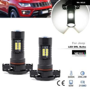 2個 LED デイタイム ランニングライト ジープ コンパス 2017 - 21 キャンバス PSX24W PSX24 2504 DLR バルブ パーキング ランプ デイライト