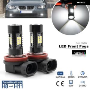 2X LED H8 H11 フォグランプ BMW 5シリーズ E60 2003-2010 E61 ツーリング 2005-2010 キャンバス ビーマー ヘッドライト ちらきなし ドライビングライト