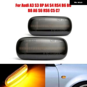 2X LED ダイナミックサイドマーカーウィンカーライトシーケンシャル ウインカーランプ EMARK アウディ A3 S3 8P A4 S4 RS4 B6 B6 B8 A6 S6 RS6 C5 C7