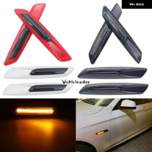 2X LED フェンダー サイド マーカーライト ウィンカーランプ ブレードシェイプ ブラックシェル 12V BMW E60 E61 E39 E81 E82 E87 E90 E91 E92 E93