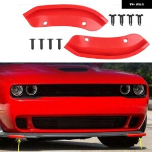 2個 レッド フロント バンパー リップスプリッター プロテクター スポイラー ダッジ チャレンジャー SRT ヘルキャット 2015-2020 ディフューザー