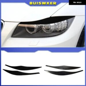 2個 ABS 光沢 ヘッドライト アイブロウ アイリッド BMW 3シリーズ E90 E91 2005 - 11 セダン/ツーリング チューニング