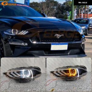 フォード マスタング 2018 - 21 超高輝度 A/W スイッチバック デイライト ウィンカー LED エンジェルアイ ハローリング