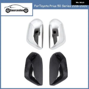 トヨタ プリウス 50系 2016-2020年式 専用 バックミラー カバー 明ストライプ カーボン柄 装飾 アクセサリー