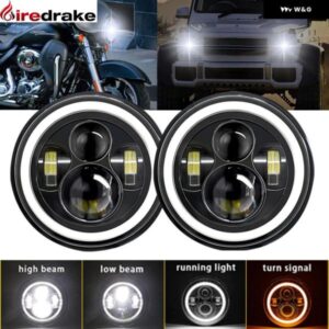 7インチ LED ヘッドライト ラングラー エンジェルアイズ ヘッドライト 180W 21000LM ジープ JK ハーレー ハマー 汎用 ラウンド ヘッドライト 6000K 9-32V