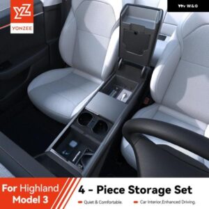 テスラ モデル3 ハイランド モデルY ジュニパー 2021-25 センター アームレスト 隠し 収納 ボックス カップ ホルダー コンソール オーガナイザー