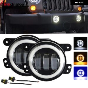 4インチ LED フォグランプ ラウンドフロントドライビング フォグランプ ジープ ラングラー ダッジ ハマー 150W 15000LM ブルーハロー 30V DRL