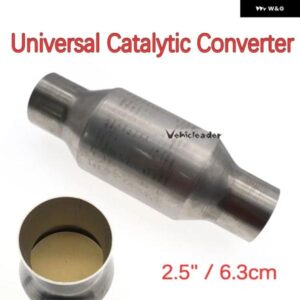 2.5インチ/63MM 車用触媒コンバーター 高フロースポーツ排気 400穴 ステンレス 汎用 排気 エンジン アクセサリー