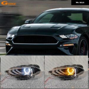 フォード マスタング 2018 - 21 超高輝度スイッチバックデイライトウィンカーコットン六角LEDエンジェルアイキット ハローリング
