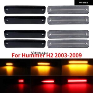 2/4個 フロント リア LED サイドマーカーリピーターライト 流れるサイド ウィンカーライト インジケーター ランプ ハマー H2 2003-2009