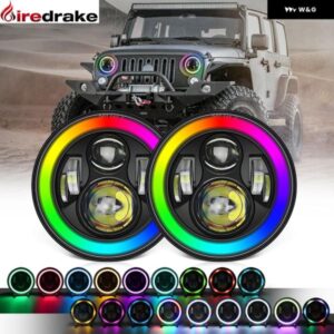 LED カラフル ヘッドライト 7インチ ラングラー ラウンド ヘッドライト ハイパワー 200W 20000LM ジープ ハーレー 汎用 ヘッドランプ 6000K 12V 24V