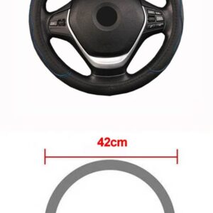 トラック PU レザーエンボスステアリング ホイールカバー ステアリング ホイール自動直径 36 38 40 42 45 47 50CM 選択 7 サイズ - 42 CM Blue