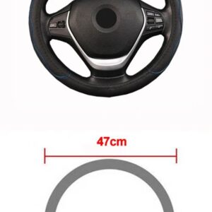 トラック PU レザーエンボスステアリング ホイールカバー ステアリング ホイール自動直径 36 38 40 42 45 47 50CM 選択 7 サイズ - 47 CM Blue