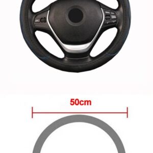 トラック PU レザーエンボスステアリング ホイールカバー ステアリング ホイール自動直径 36 38 40 42 45 47 50CM 選択 7 サイズ - 50 CM Blue