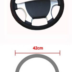 トラック PU レザーエンボスステアリング ホイールカバー ステアリング ホイール自動直径 36 38 40 42 45 47 50CM 選択 7 サイズ - 42 CM Red