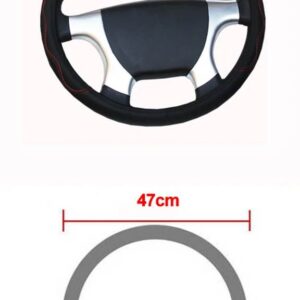 トラック PU レザーエンボスステアリング ホイールカバー ステアリング ホイール自動直径 36 38 40 42 45 47 50CM 選択 7 サイズ - 47 CM Red