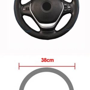 トラック PU レザーエンボスステアリング ホイールカバー ステアリング ホイール自動直径 36 38 40 42 45 47 50CM 選択 7 サイズ - 38 CM Blue