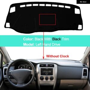 スズキ アンチスリップ車インナーダッシュボード カバー リアナ 2005-2013 ラグ クッション サンシェード パッド プロテクター 2006 - LHD Black No Clock