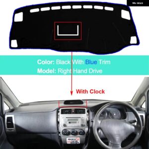 スズキ アンチスリップ車インナーダッシュボード カバー リアナ 2005-2013 ラグ クッション サンシェード パッド プロテクター 2006 - RHD Blue With Clock