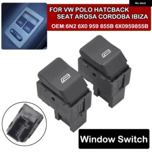 2ピース 電力マスターウィンドウ スイッチ ボタン レギュレータ VW ポロハッチバック 6N2 6X0 959 855B 6X0959855B カー - 2X Buttom