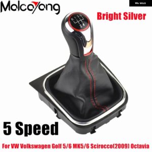 ギアシフトノブ レバーペンハンドルボールブーツ カバー GAITOR VW ゴルフ /ウサギ/ ジェッタ MK5 2004-09 VW ゴルフ / ジェッタ MK6 2010-14 - Chrome-5 speed-boot