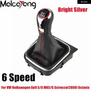 ギアシフトノブ レバーペンハンドルボールブーツ カバー GAITOR VW ゴルフ /ウサギ/ ジェッタ MK5 2004-09 VW ゴルフ / ジェッタ MK6 2010-14 - Chrome-6 speed-boot