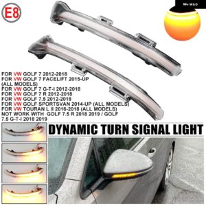 流れる水ウインカーサイドミラー フラッシュライト LED ダイナミック ウィンカー ライト VW ゴルフ 7 MK7 7.5 GTI R SPORTSVAN TOURAN L II - Crystal-Yellow