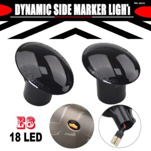 2個 ダイナミック アンバー LED 点滅ウィンカー ライト フィアット 500 500C 500L サイドマーカーフェンダーライトランプアバルト 500 595 695 - 18LED Smoked
