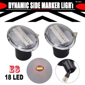 2個 ダイナミック アンバー LED 点滅ウィンカー ライト フィアット 500 500C 500L サイドマーカーフェンダーライトランプアバルト 500 595 695 - 18LED Crystal