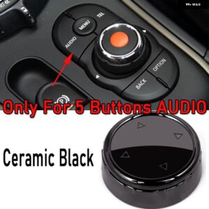 クリスタル/セラミックスマルチメディア ノブ カバー マルチメディア ボタン ノブ カバー ミニクーパー F55 F56 F54 F57 F60 クーペ S - 5Buttons-black