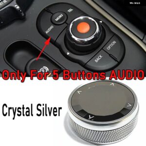 クリスタル/セラミックスマルチメディア ノブ カバー マルチメディア ボタン ノブ カバー ミニクーパー F55 F56 F54 F57 F60 クーペ S - 5Buttons-silver