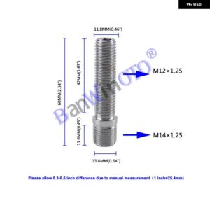 1個 拡張ホイールスタッド変換トールラグボルトネジ アダプタ ーキット M12X1.25 M12X1.5 M14X1.25 M14X1.5 - 60mmM14x1.25-12x1.25