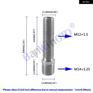 1個 拡張ホイールスタッド変換トールラグボルトネジ アダプタ ーキット M12X1.25 M12X1.5 M14X1.25 M14X1.5 - 60mm M14X1.25-12X1.5